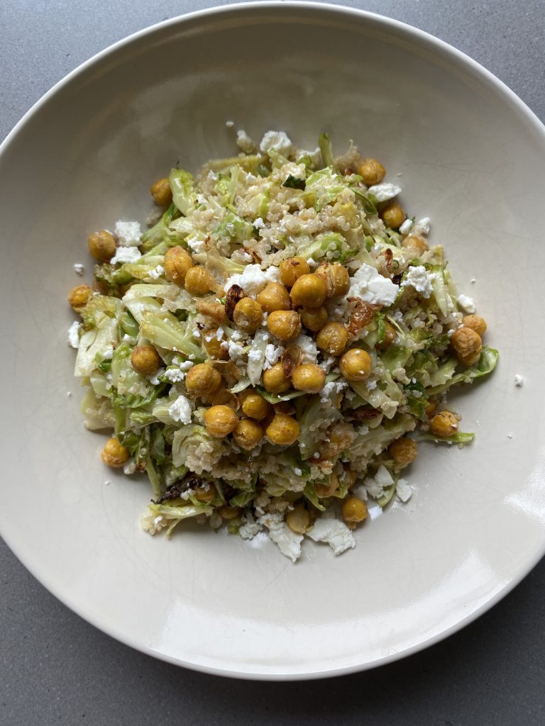 healthy, warm brussel sprout salad