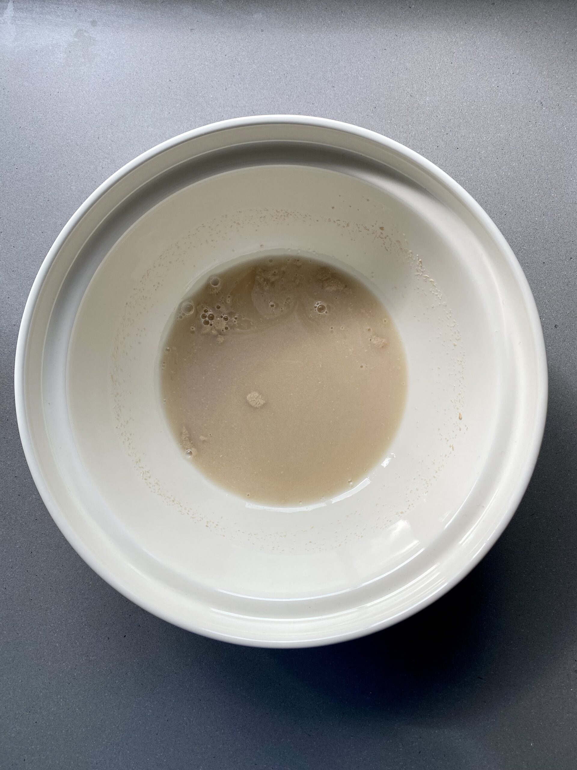 liquid ingredients in a bowl.