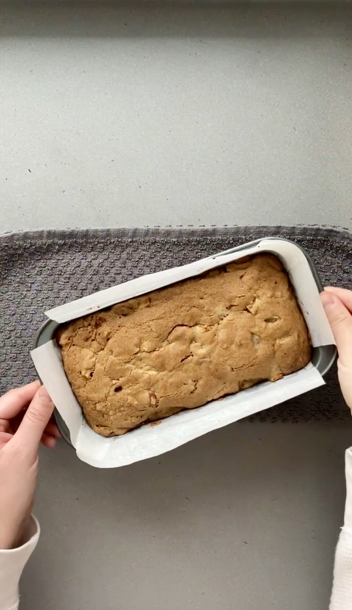 apple pear loaf baked and out of the oven.