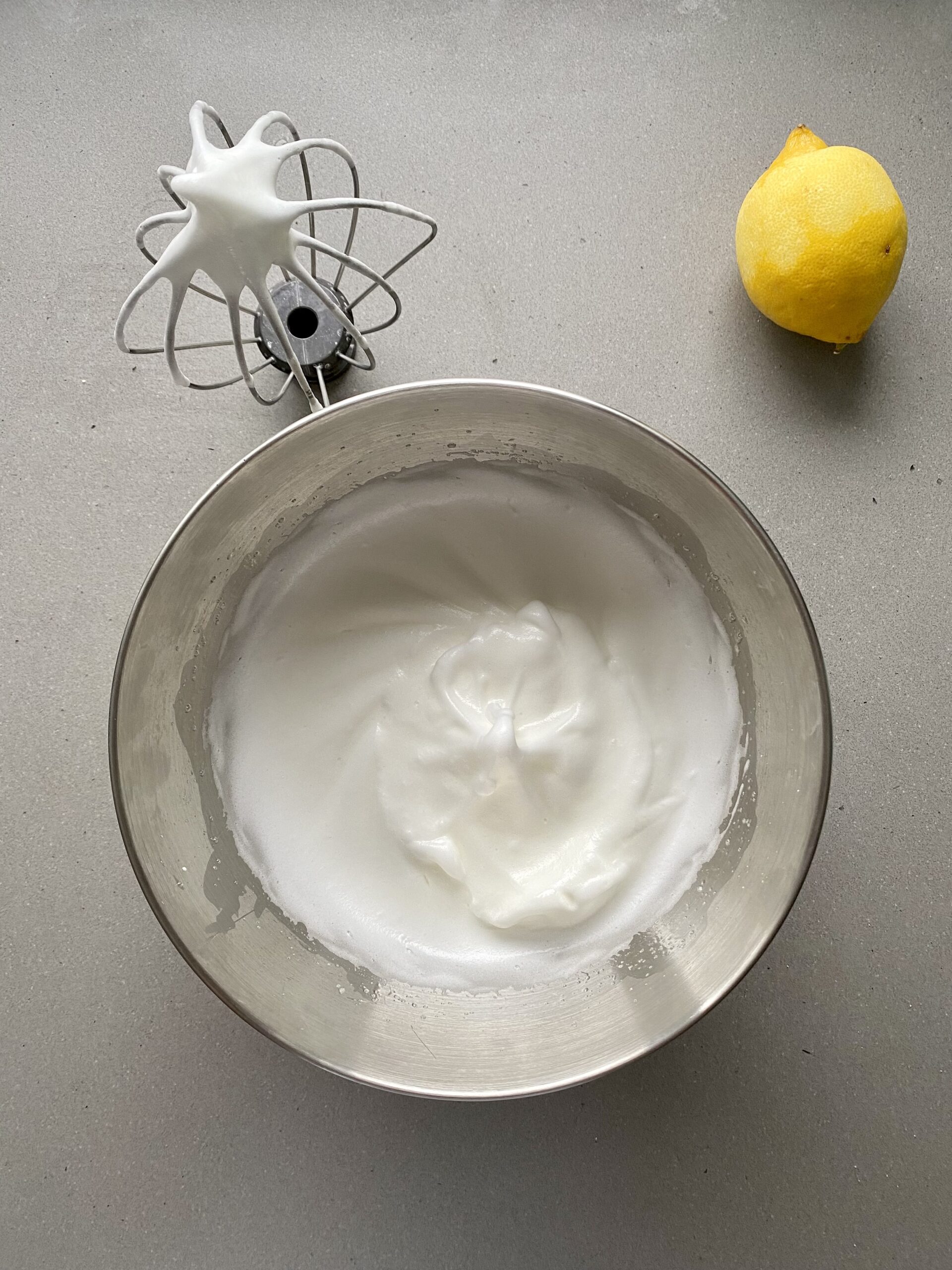 egg whites whipped to stiff peaks.