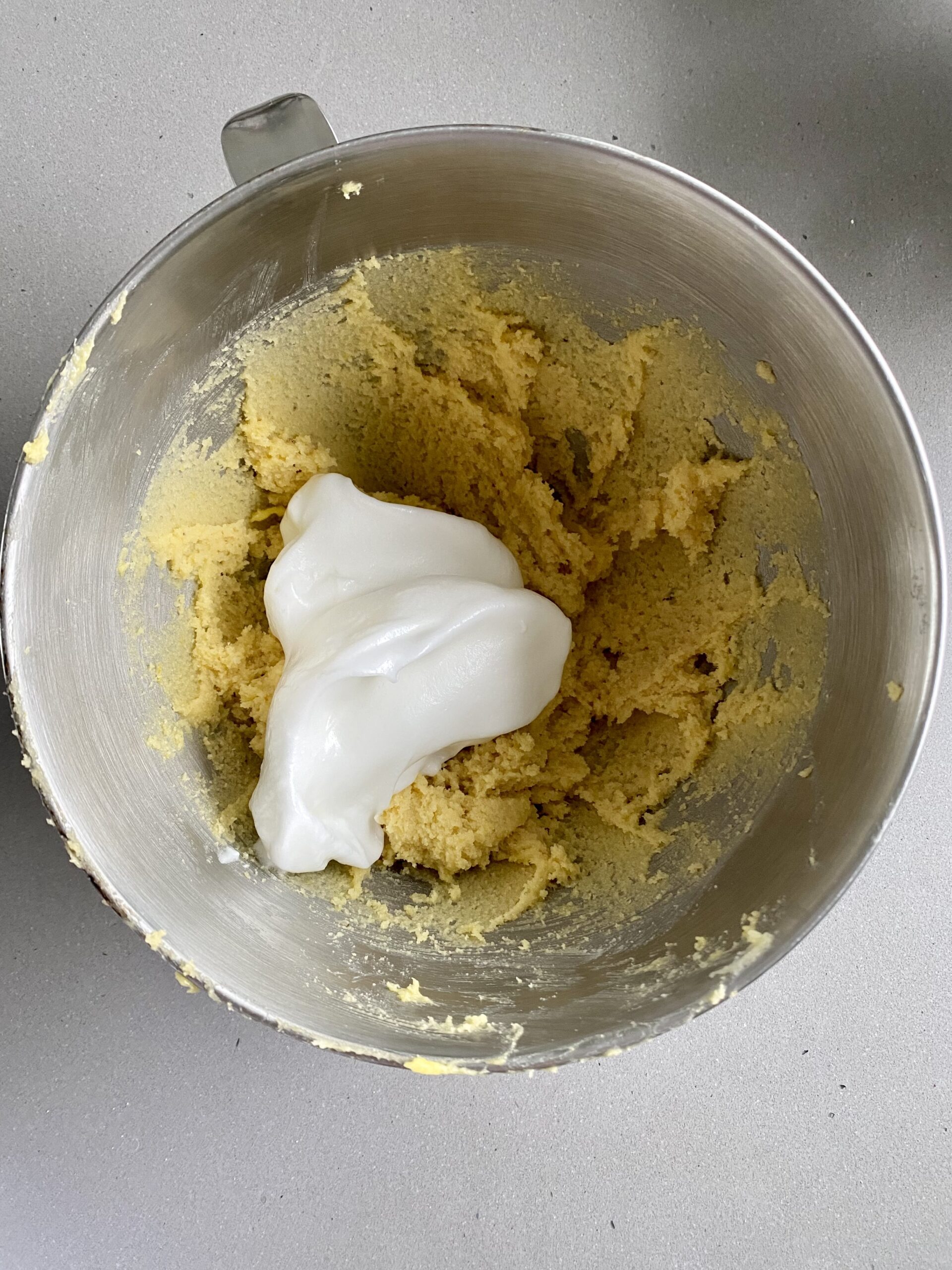 egg whites added to cake batter before mixing.