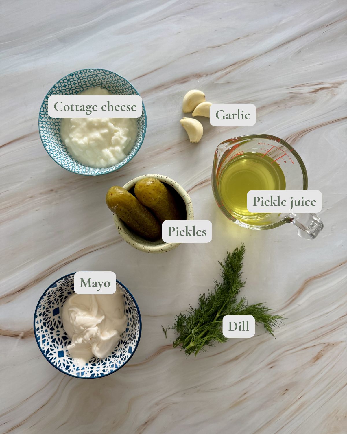 dill pickle dressing labelled ingredients.