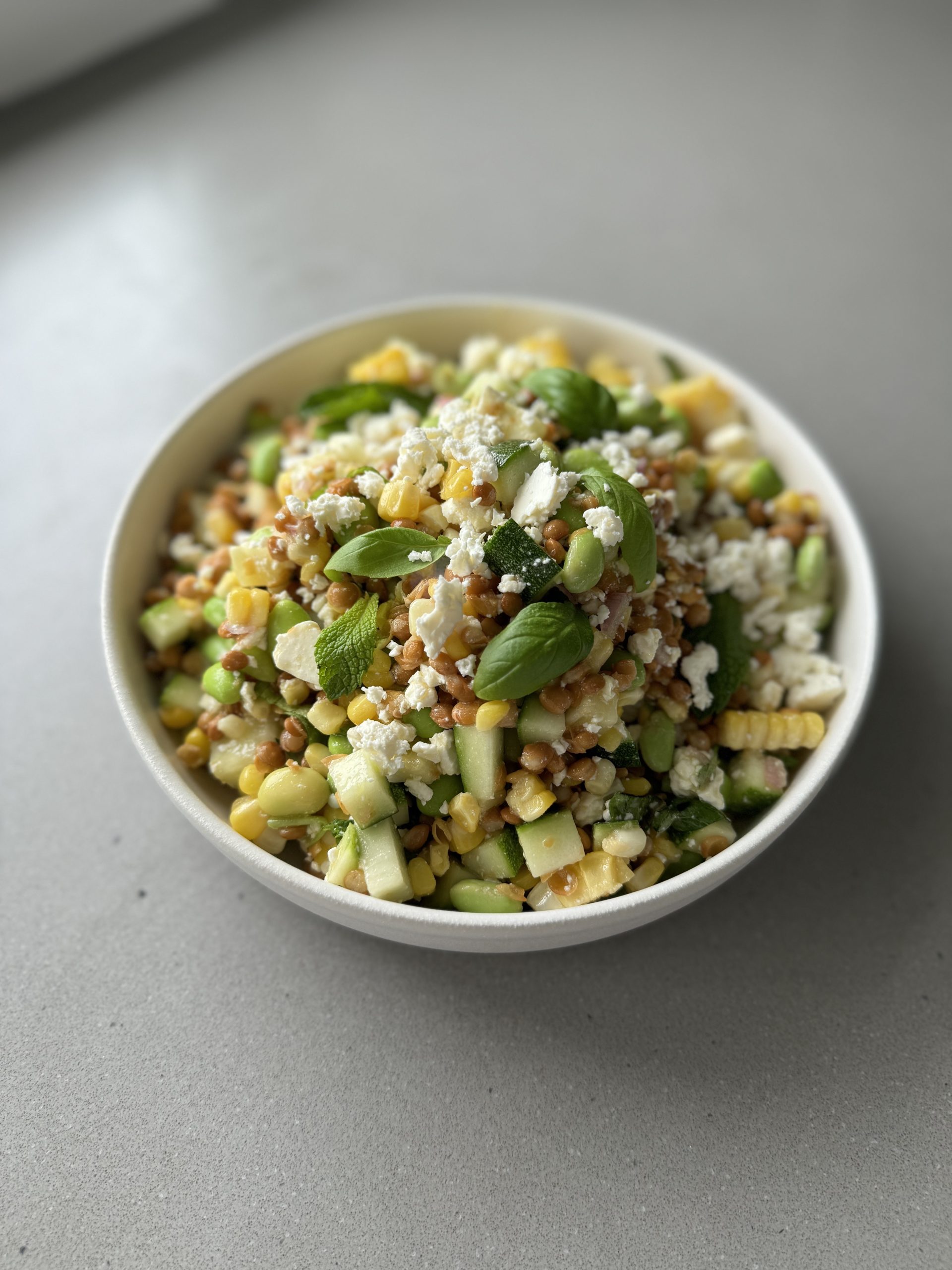 Lentil edamame salad