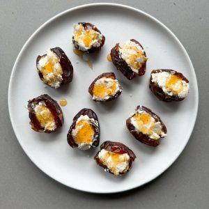 boursin stuffed dates with salt and honey