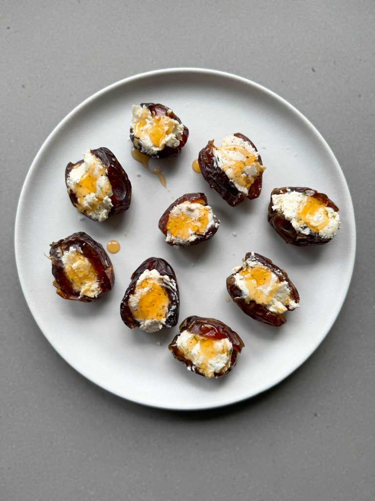 boursin stuffed dates with salt and honey