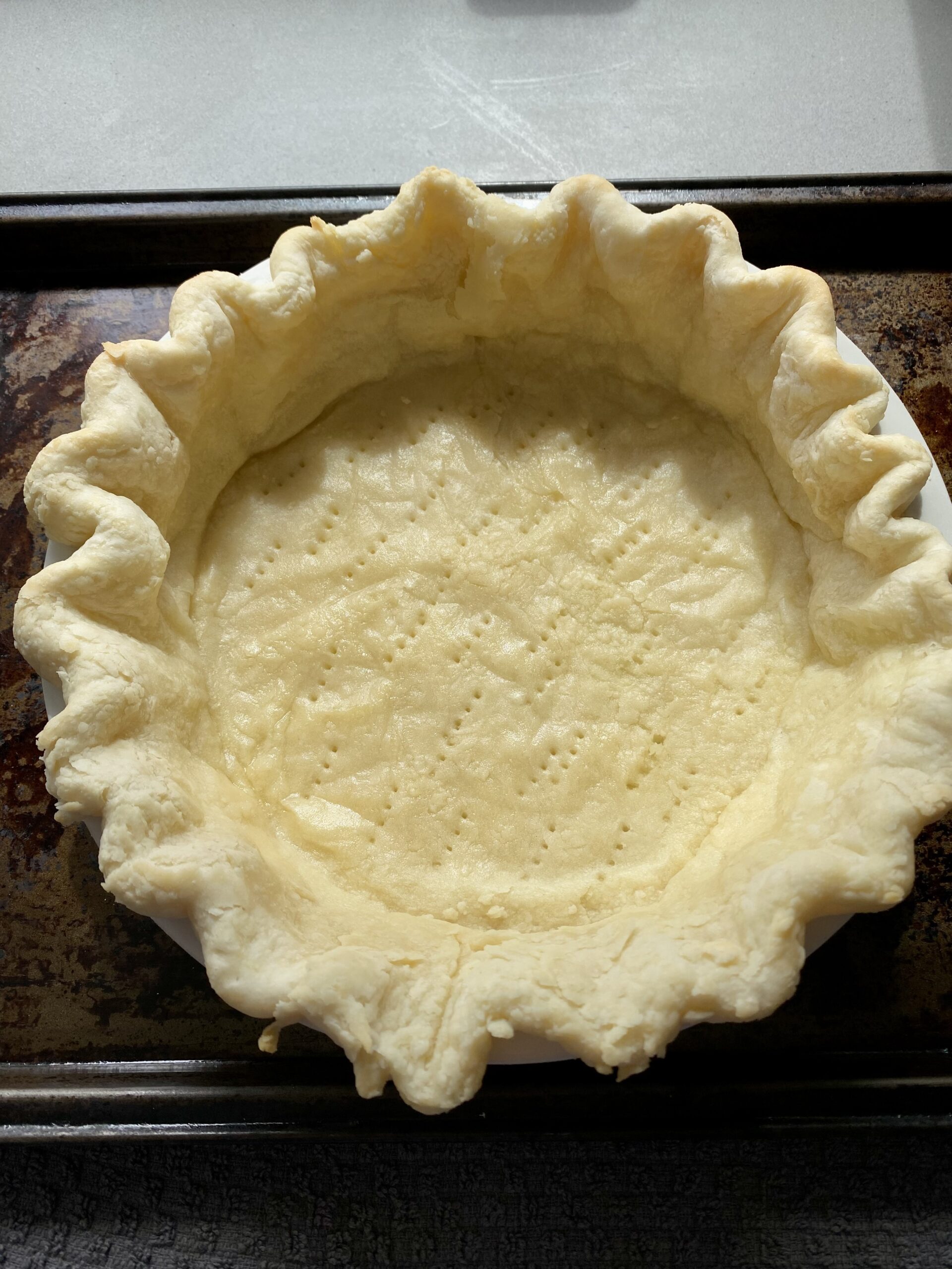 pie crust with the bottom docked.