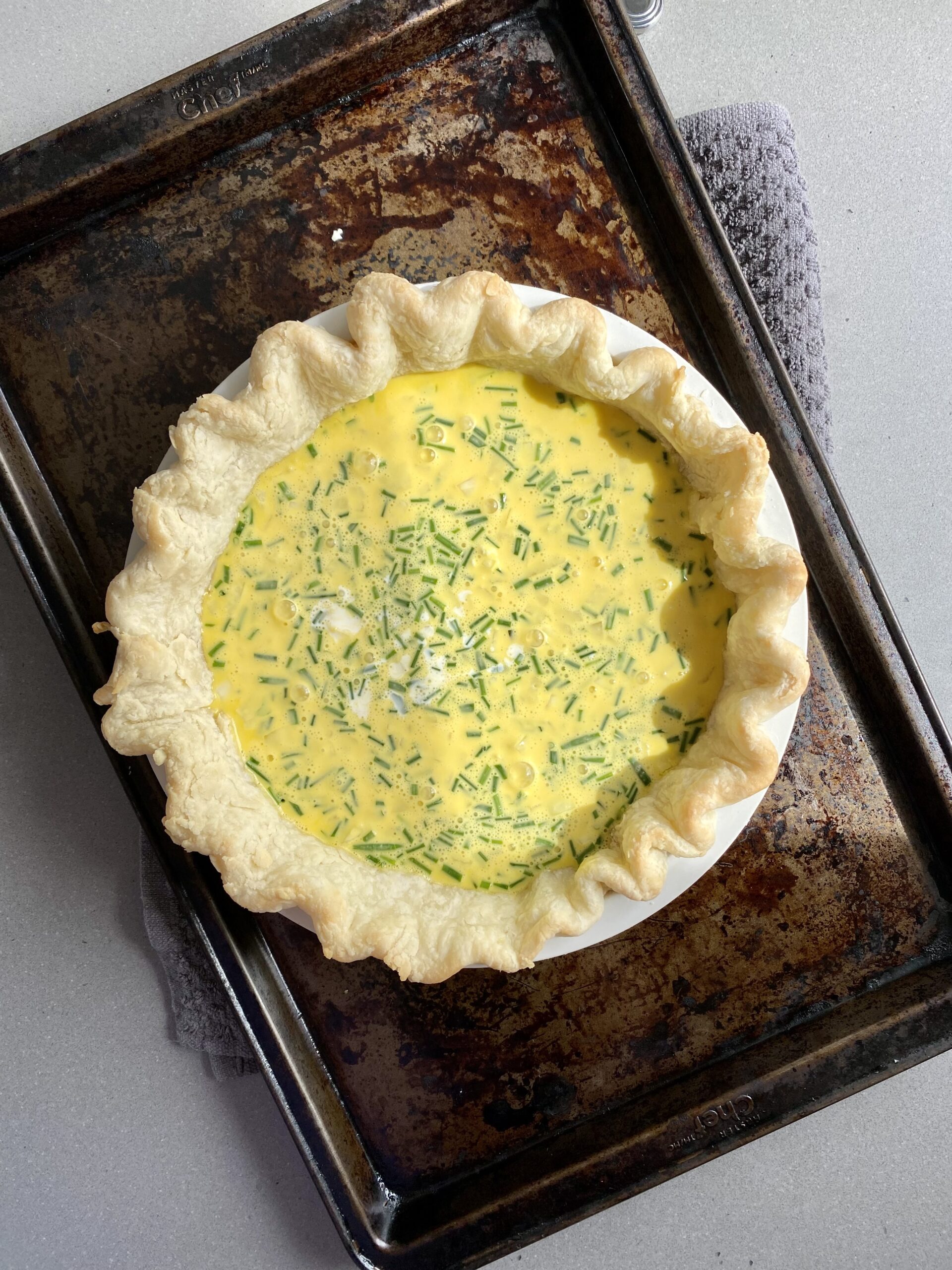 boursin quiche before baking.