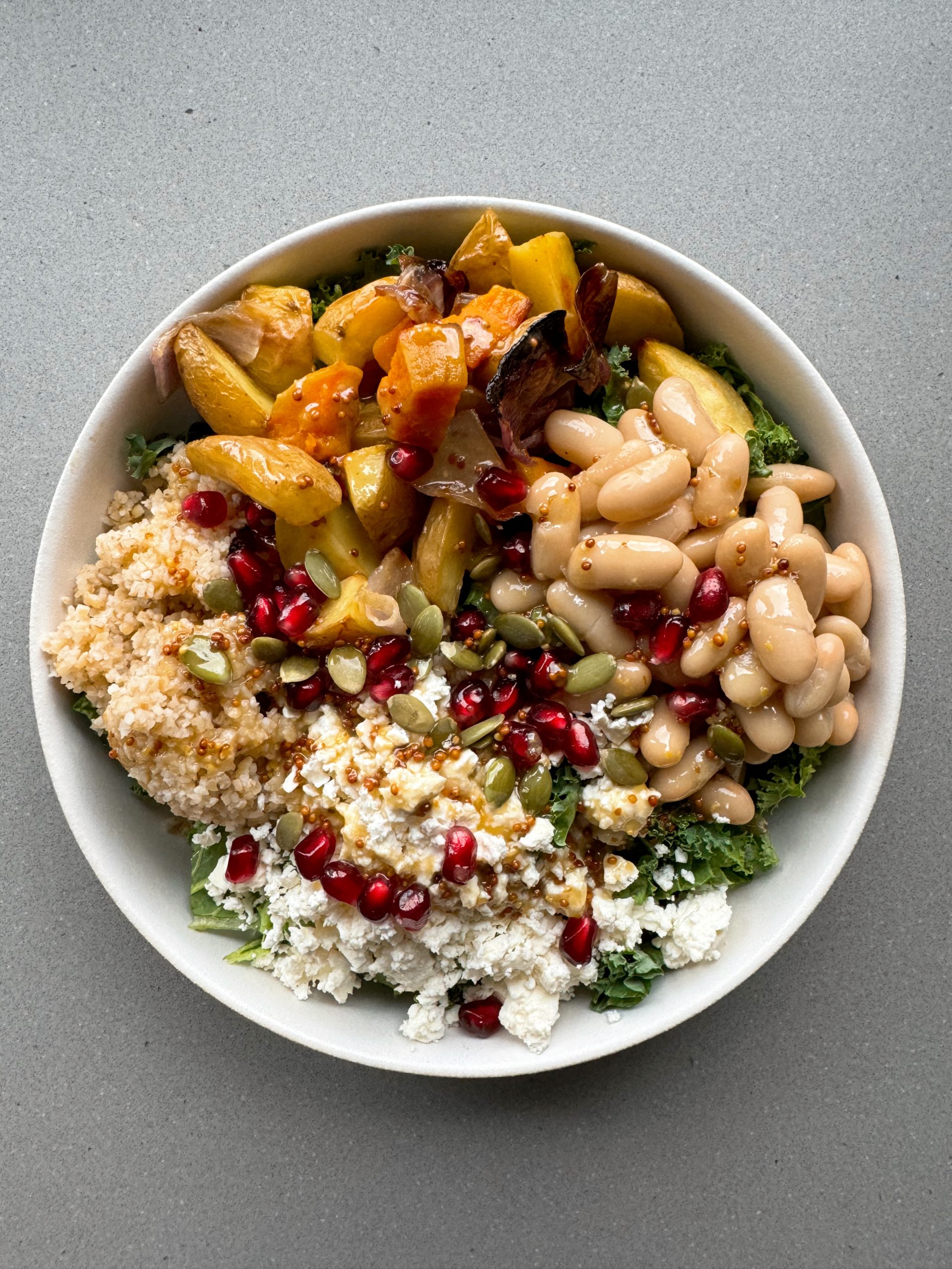 Winter Bulgar Salad winter bulgar salad in a white bowl