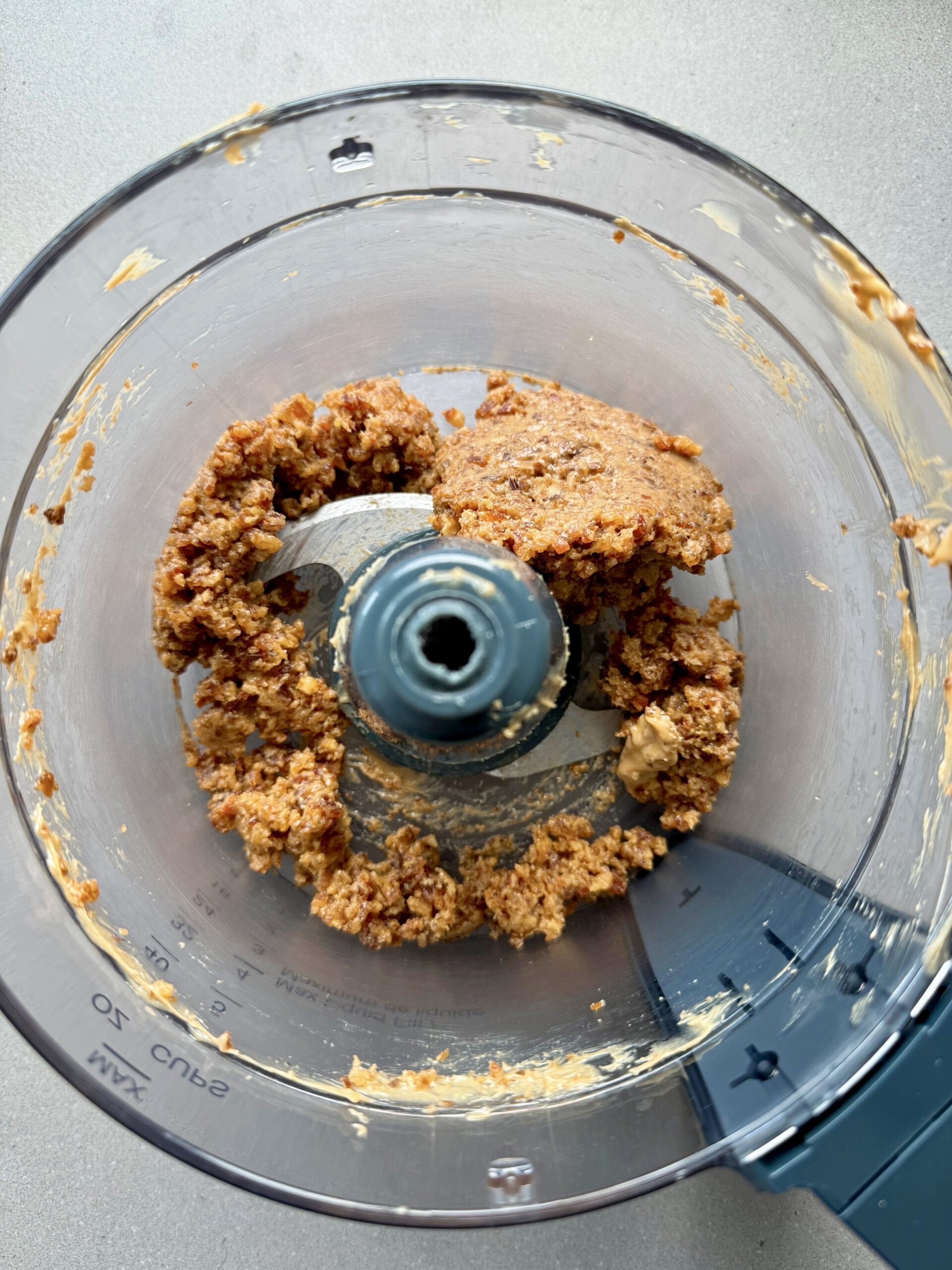 dates and peanut butter blended in a food processor.