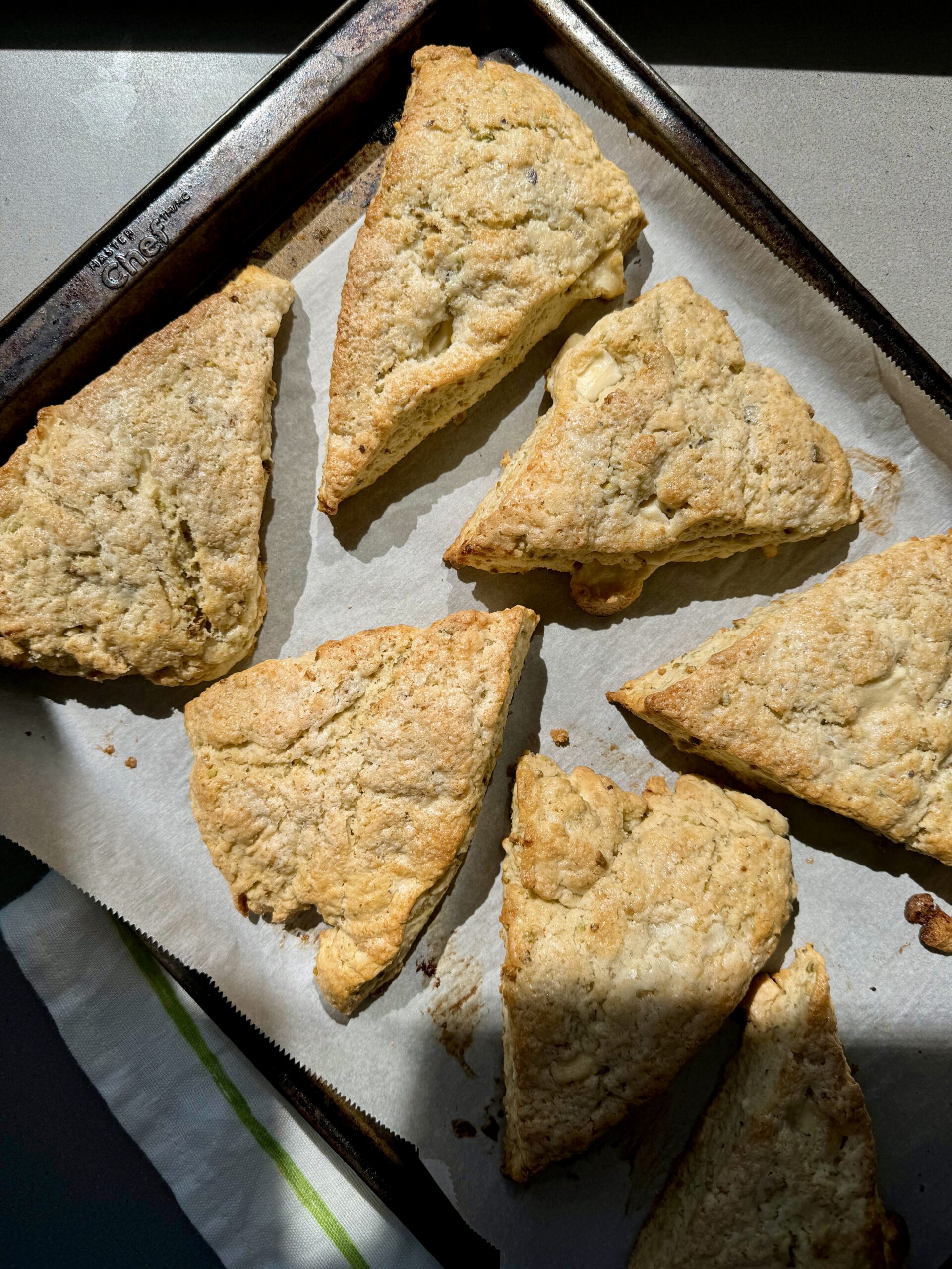 baked scones on a baking sheet.