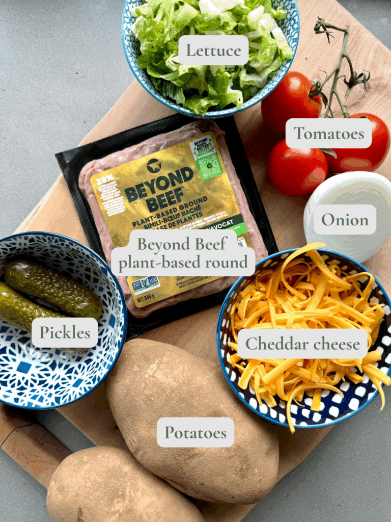 vegetarian big mac loaded fries labelled ingredients