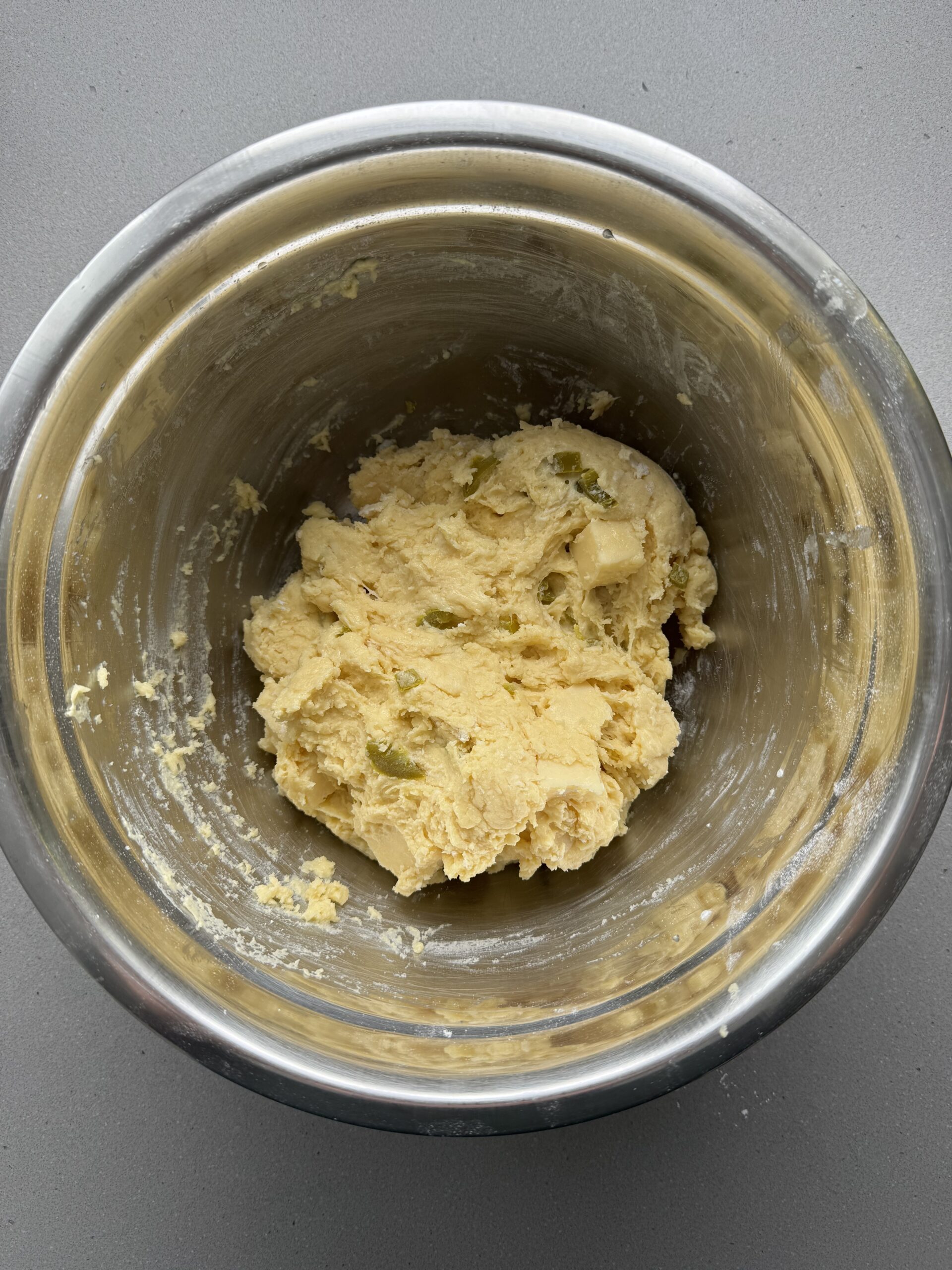 wet and dry ingredients combined in a bowl.